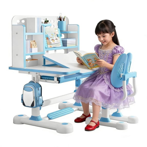 Floseru Ergonomic Children’s Study Desk & Chair Set – Durable Fiberboard Top, Organized Storage, Comfortable Seating – Perfect for Schoolwork & Creative Play
