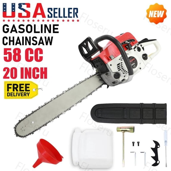 Floseru Gas Chainsaw 20 Inch Bar, 58cc 2-Cycle Gasoline Power Chain Saws, 2.4KW 3.2HP Power Chain Saw for Outdoor Garden Farm Work
