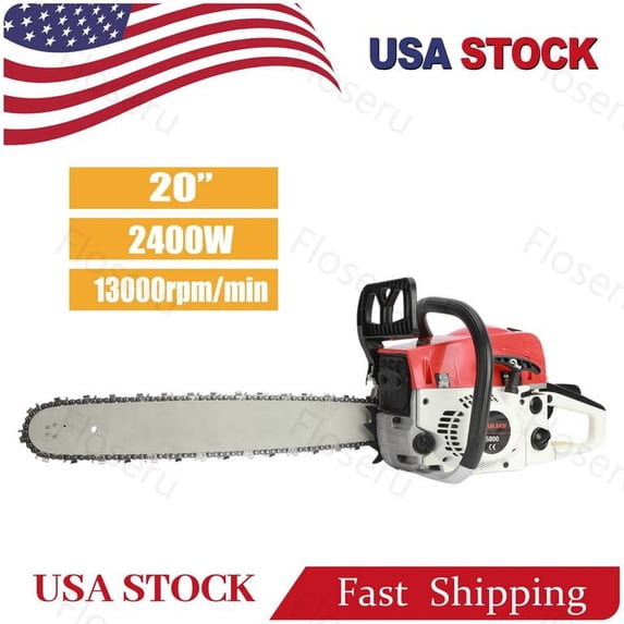 Floseru Gas Chainsaw, 58-cc 3.2-HP, 2-Cycle Engine, 20 Inch Chainsaw with Smart Start, For Wood Cutting and Tree Trimming