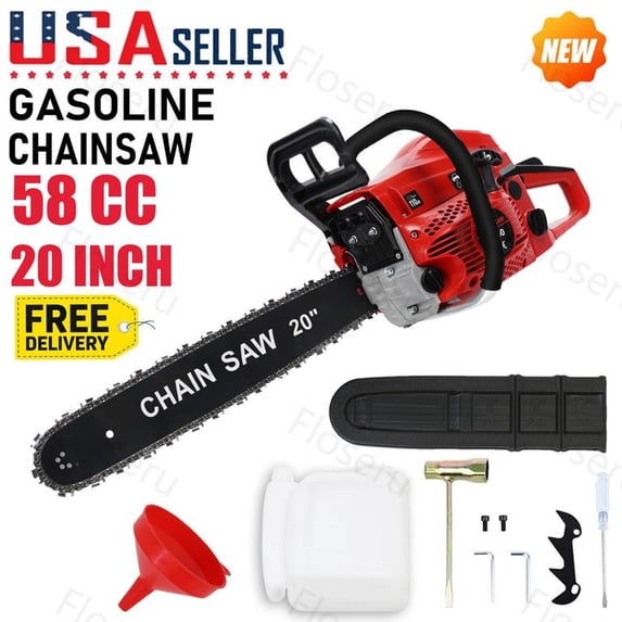 Floseru Gas Chainsaw 58CC 2-Cycle Gasoline Powered Chainsaw 20 Inch Handheld Cordless Petrol Chain Saws For Forest, Wood, Garden and Farm Cutting Use
