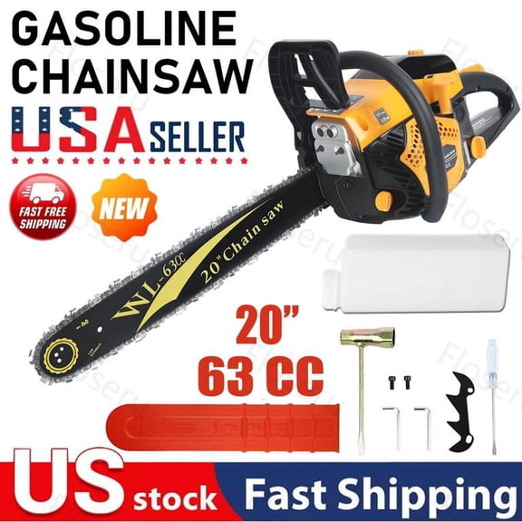 Floseru Gas Chainsaw 63CC 20 Inch Professional Powerful 2-Stroke Engine for Tree Cutting, Logging and Firewood