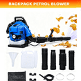 thumbnail image 1 of Floseru Gas Powered Backpack Leaf Blower – 75.6CC 4 Stroke Engine, 900 CFM & 210 MPH for Heavy Duty Commercial Lawn Care, Wet Leaf & Debris Removal, 1 of 10