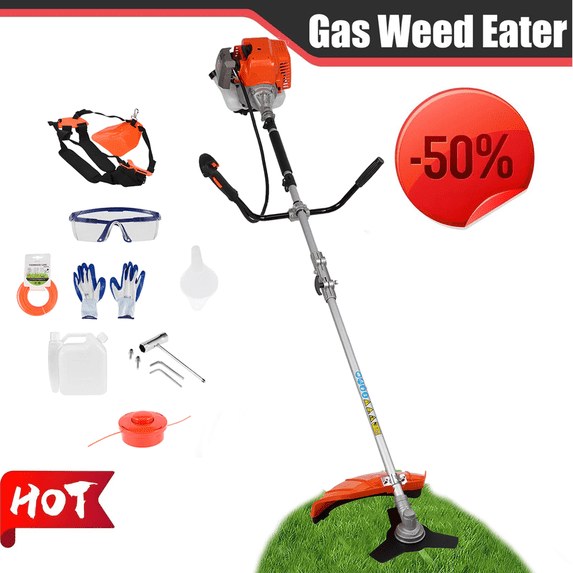 Floseru Gas Powered String Trimmer,52CC 2-Stroke Weed Wacker,2 in 1 Brush Cutter