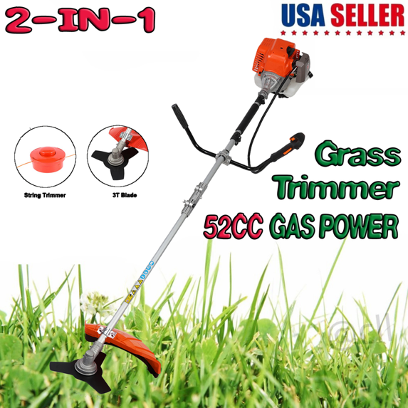 Floseru Gas String Trimmer,2 in 1 Cordless String Trimmer, 52Cc Weed Wacker Gas Powered,2-Stroke Brush Cutter, Handheld Weed Eater Grass Trimmer, Plastic Handle & Shoulder Strap Included