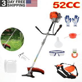 Floseru Gas String Trimmer,2 in 1 Cordless String Trimmer, 52Cc Weed Wacker Gas Powered,2-Stroke Brush Cutter, Handheld Weed Eater Grass Trimmer, Plastic Handle & Shoulder Strap Included