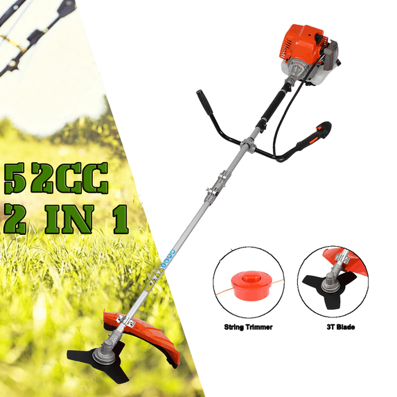 Floseru Gas String Trimmer,2 in 1 Cordless String Trimmer, 52Cc Weed Wacker Gas Powered,2-Stroke Brush Cutter, Handheld Weed Eater Grass Trimmer, Plastic Handle & Shoulder Strap Included