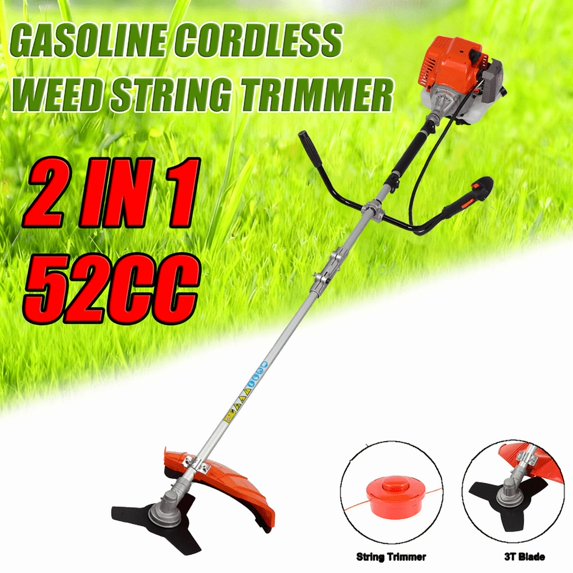 Floseru Gas String Trimmer | 2 in 1 Cordless String Trimmer | 52cc 2-Stroke Weed Wacker Gas Powered | Weed Eater| Gas Weed Eater | Grass Trimmer | 10'' Brush Cutter & Shoulder Strap Included