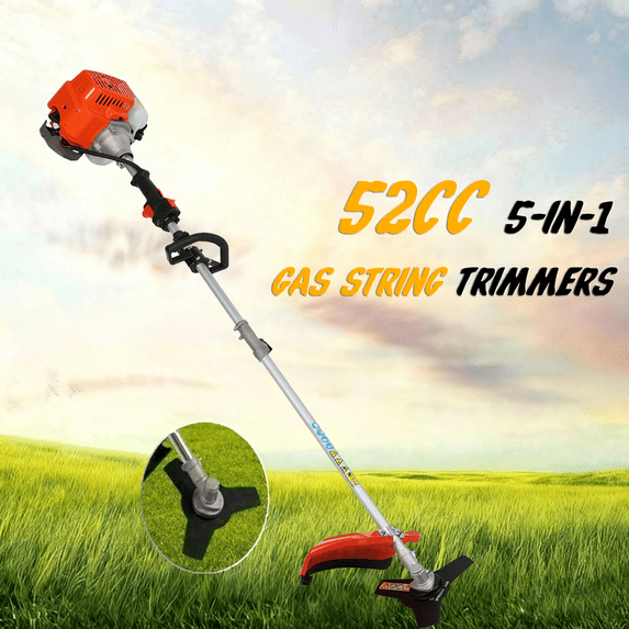Floseru Gas Weed Eater, 52cc 2-Stroke Weed Eater Gas Powered, 5 in 1 Multi-Functional Gas Weed Wacker with Full Functioning Guard Accessories