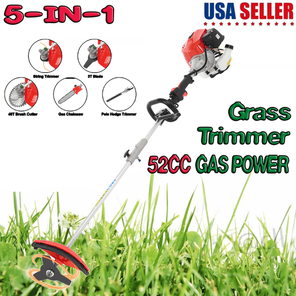 Floseru Gas Weed Eater 6 in 1 Hedge Trimmer Grass Trimmer, 52cc 2 Cycle Weed Wacker with Anti-Slip Handle Brush Cutter Garden Tools Edger Lawn Tool