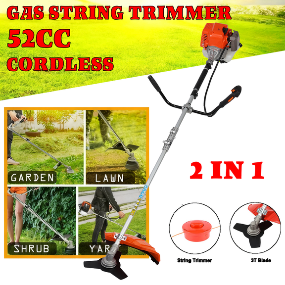 Floseru Gas Weed Wacker 52cc 2 Stroke Oil 2 in 1 Multifunctional Weed Eater, Gas Powered Cordless Trimmer Hedge Pruner Brush Cutter 10 Inch 8500Rpm for Shrubs and Weeds