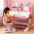 thumbnail image 1 of Floseru Height Adjustable Kids Desk and Chair Set, Childrens Desk with Bookstand and Storage Drawer, Kids Study Table and Chair Set, Kid Study Table and Chair Set, 1 of 10