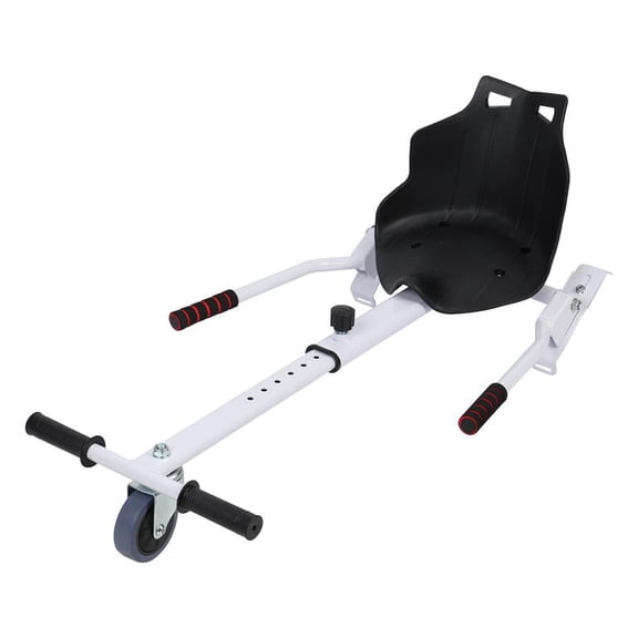 Floseru Hoverboard Go Kart Seat White, Attachment for 6.5-10 Inch Hoverboards, 360 Drifting Front Wheel, Adjustable Frame for All Ages, Soft Grip Handlebars, 30 x 15 Inch