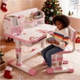 thumbnail image 1 of Floseru Kids Desk and Chair Set, Adjustable Height Ergonomic Study Table with Vision Protection & Book Bucket, 3-18 Years Children's Writing Desk Set with Cartoon Pattern, Easy Assemble, 1 of 8