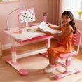 thumbnail image 1 of Floseru Kids Desk and Chair Set, Height Adjustable Kids Study Desk Chair Toddlers Writing Table with Tiltable Reading Stand, Bedroom Children Learning Table with Extra Large Drawer, 1 of 10