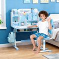 thumbnail image 1 of Floseru Kids Desk and Chair Set, Study Table with Golden Distance Design, Homeschooling Writing Desk with Desktop for Boys and Girls, 1 of 8