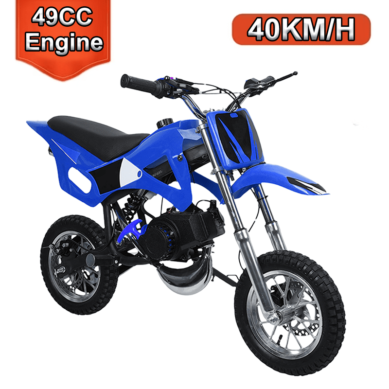 Floseru Kids Dirt Bike 49cc 2-Stroke Youth Pit Bike - Off-Road Gas Dirt Motorcycle with Pull Start Gas Power Motocross Children Pocket Motorbike Max Speed 40KM/H 220LBS