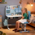 thumbnail image 1 of Floseru Kids Functional Desk and Chair Set,Height Adjustable Children School Study Table Chair Set with Sitting Corrector, Ergonomic Desk Chair with Book Stand, Foot Pedal, Partition Design, 1 of 7