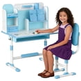 thumbnail image 1 of Floseru Kids Functional Desk and Chair Set,Height Adjustable Children School Study Table Chair Set with Sitting Corrector, Ergonomic Desk Chair with Book Stand, Foot Pedal, Partition Design, 1 of 8