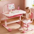 thumbnail image 1 of Floseru Kids Study Desk Chair Set, Height Adjustable Toddlers Writing Table with Tiltable Reading Stand, Living Room Bedroom Children Learning Table with Extra Large Drawer, 1 of 8