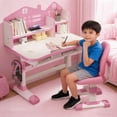 thumbnail image 1 of Floseru Kids' Table & Chair Set, Desk with Large Storage Drawer & Bookshelf, Height Adjustable, 1 of 7
