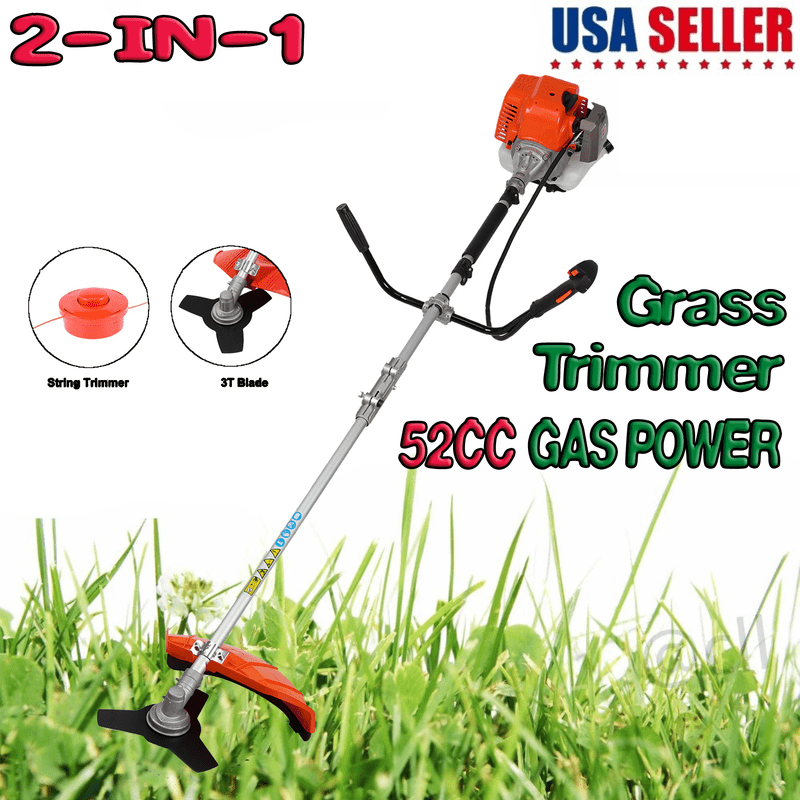 Floseru Lawn Mower, Gas String Trimmer, 52cc Weed Wacker Gas Powered, 2 in 1 Cordless Hedge Trimmer, 2-Stroke Brush Cutter, Handheld Weed Eater, Plastic Handle & Shoulder Strap Included