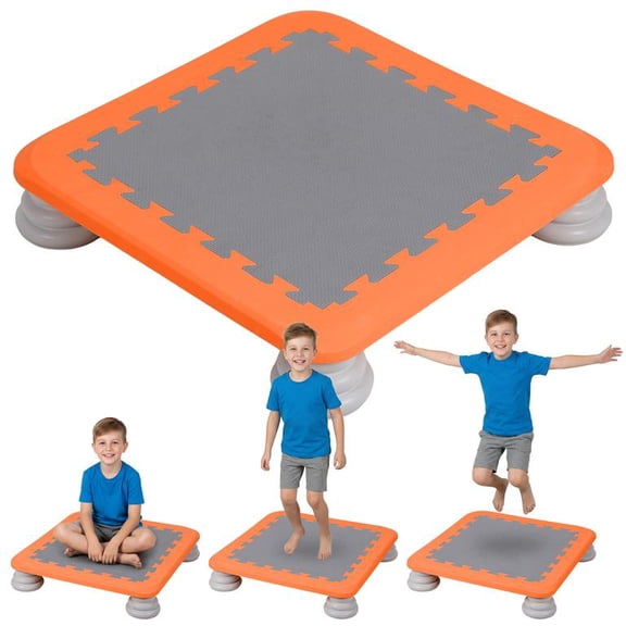 Floseru Mini Bouncer Trampoline Orange 25.5 Inch, Sensory Play Trampoline for Toddlers, Shock Absorbing Base, 200lbs Capacity, for Home Sensory Room, 26 x 26 x 5 Inch