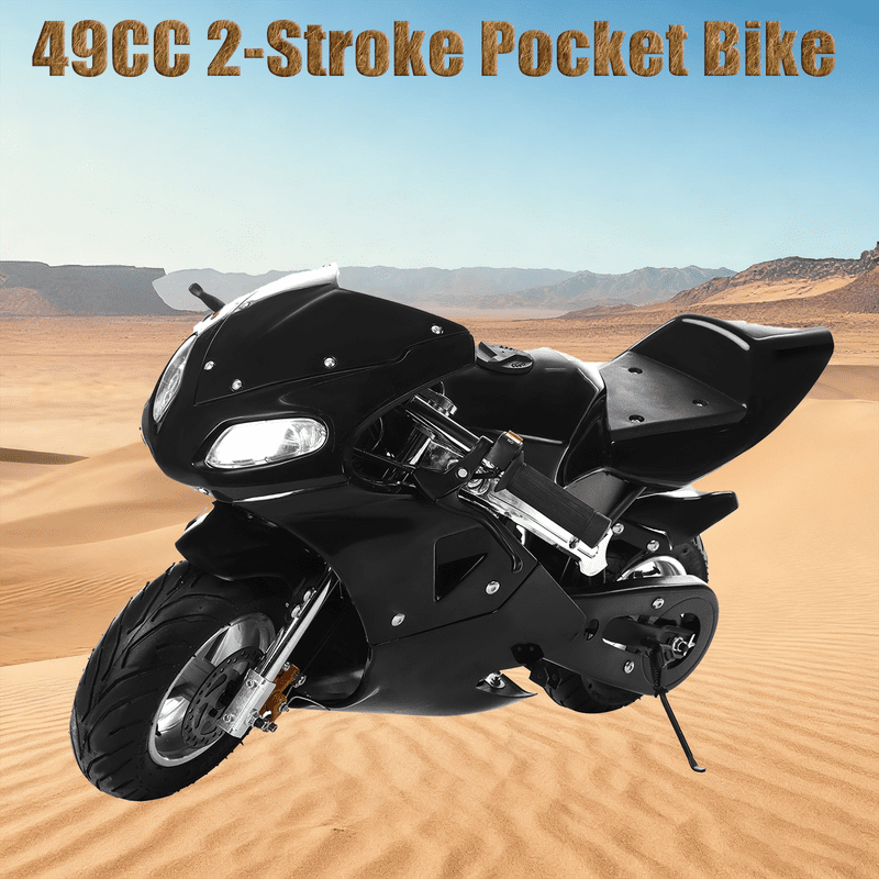Floseru Pocket Rocket Bike 2-Stroke Mini Pocket Bike Gas Power Motocross Ride On Pocket Rocket Motorcycle with Dual Headlights, Racing Max Speed 20MPH 1.25L Gas Tank