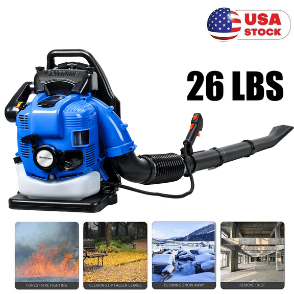 Floseru Professional Gas Powered Backpack Leaf Blower – 4 Cycle High-Performance 75.6CC / 900CFM Blower System with Comfort Design for Complete Property Maintenance