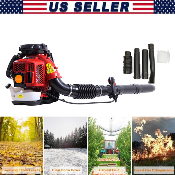 Floseru Professional Gas Powered Backpack Leaf Blower – 2 Cycle High-Performance 80CC / 900 CFM Blower System with Comfort Design for Complete Property Maintenance