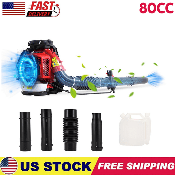 Floseru Professional Gas Powered Backpack Leaf Blower – 2-Cycle High-Performance 80CC / 900CFM Blower System with Comfort Design for Complete Property Maintenance