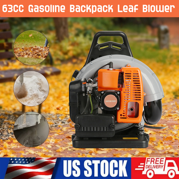 Floseru Professional Gas Powered Backpack Leaf Blower – 2 Stroke High-Performance 63CC / 665CFM Blower System with Comfort Design for Complete Property Maintenance