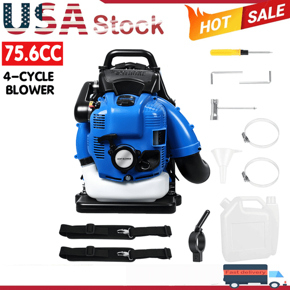 Floseru Professional Gas Powered Backpack Leaf Blower – 4-Stroke High-Performance 75.6CC / 900CFM Blower System with Comfort Design for Complete Property Maintenance