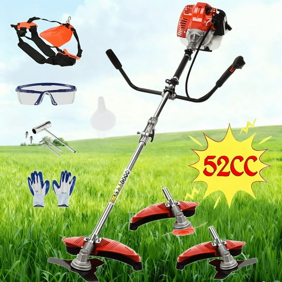 Floseru String Trimmer,52cc 2-Cycle Gas Powe Backpack Brush Cutter - 2-in-1 Multi-Function Trimmer with Pole Saw, Hedge Trimmer & Grass Blade for Professional Garden Yard Maintenance