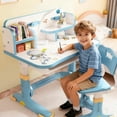 thumbnail image 1 of Floseru Upgraded Kid's Desk and Chair Set, Adjustable Children's Study Table with Bookshelf and Storage Drawer, 50-Degree Tiltable Desktop with Chair for Bedroom, 1 of 8