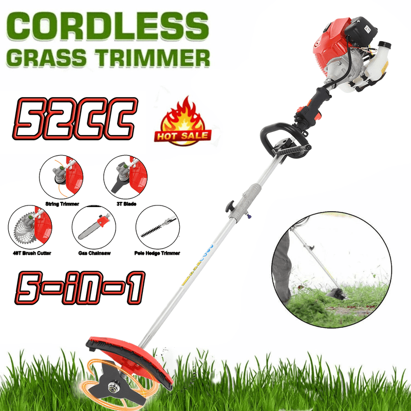 Floseru Weed Eater Gas Powe 52cc - 2 Cycle, 5 in 1 Grass Trimmer, Gas Hedge Trimmer, String Trimmer, Brush Cutter, Pole Saw with Extension Pole, Multi Functionallandscaping Tools & Equipmen