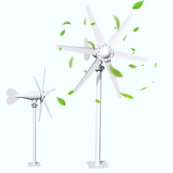 Floseru White Wind Turbine 800W 12V/24V, 6 Blade Wind Generator with 1.0m/s Start-Up, 43 Inch Rotor Diameter, for Home Farm RV Boat, 41 x 26 Inch