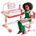 thumbnail image 1 of Floseru cdar Kids Desk with Chair Cartoon Pattern Height Adjustable Children Study Table Set, Ergonomic Scientific Separation Writing Desk with Tilt Book Stand Drawer Birthday Gift for Boys Girls, 1 of 7