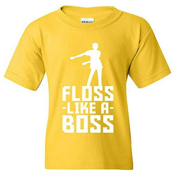 Floss Like A Boss - Back Pack Kid Flossin Dance Funny Emote Youth T Shirt - Medium - Daisy