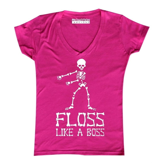 Floss Like A Boss Backpack Kid Dance Halloween Women's V-neck, 2XL, Pink