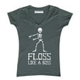 thumbnail image 1 of Floss Like A Boss Backpack Kid Dance Halloween Women's V-neck, S, Charcoal, 1 of 2
