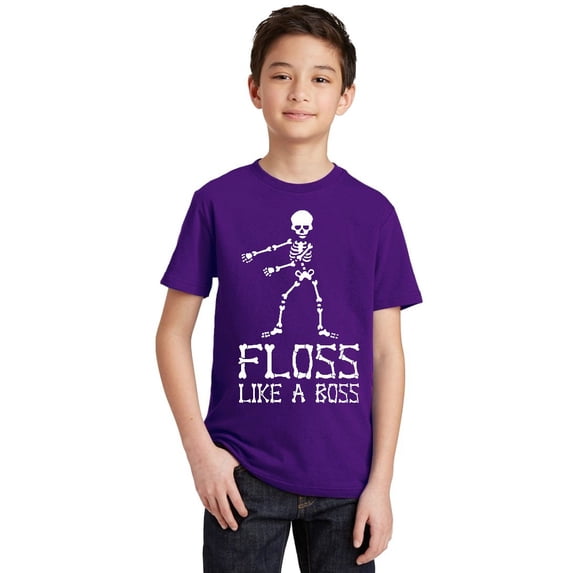 Floss Like A Boss Backpack Kid Dance Halloween Youth T-shirt, Youth M, Purple