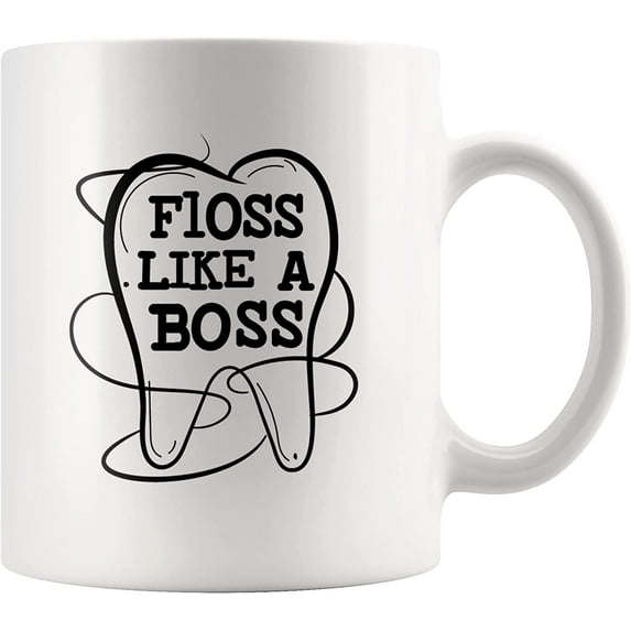 Floss Like A Boss Dentist Dental Assistant Teacher Student Tooth Hygiene Dance Themed Drinkware Novelty Coffee Mug White 11 oz