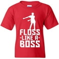 thumbnail image 1 of Floss Like A Boss - Flossin Dance Funny Emote Youth T Shirt - Large - Red, 1 of 7