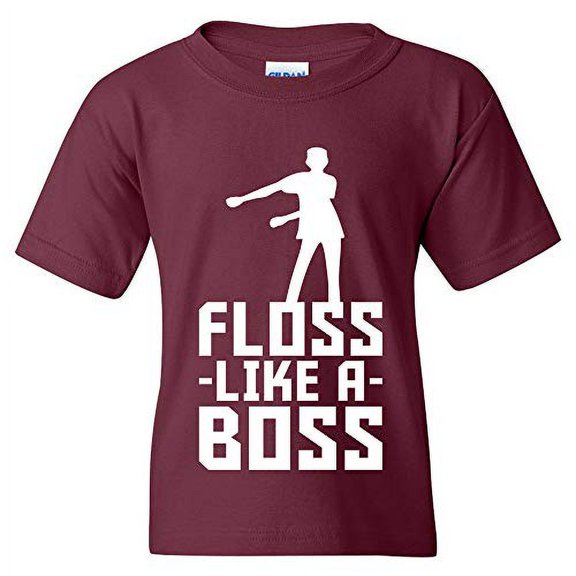Floss Like A Boss - Flossin Dance Funny Emote Youth T Shirt - Small - Maroon