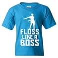 thumbnail image 1 of Floss Like A Boss - Flossin Dance Funny Emote Youth T Shirt - Small - Sapphire, 1 of 6
