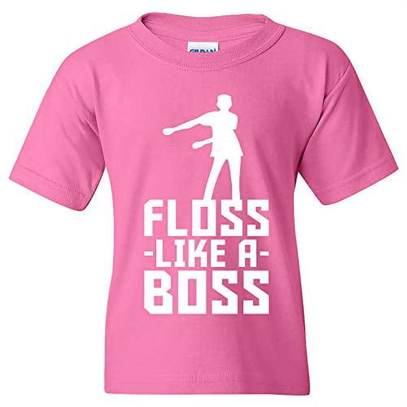 Floss Like A Boss - Flossin Dance Funny Emote Youth T Shirt - X-Large - Azalea Pink