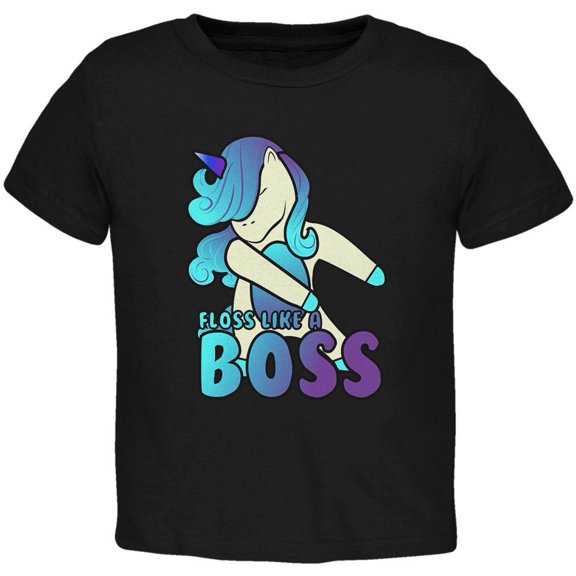 Floss Like A Boss Flossing Unicorn Dance Toddler T Shirt Black 2T