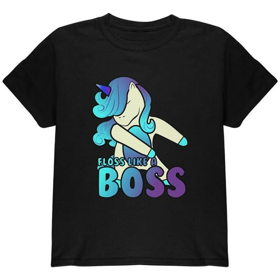 Floss Like A Boss Flossing Unicorn Dance Youth T Shirt Black YMD