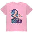 thumbnail image 1 of Floss Like A Boss Flossing Unicorn Dance Youth T Shirt Light Pink YMD, 1 of 1