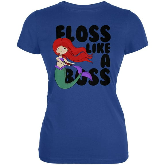 Floss Like A Boss Mermaid Juniors Soft T Shirt Royal X-LG